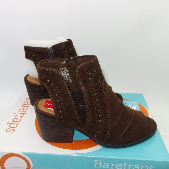 NEW Baretraps Izzie Open Toe Suede Ankle Booties Brown Women's 5 - Picture 1 of 9